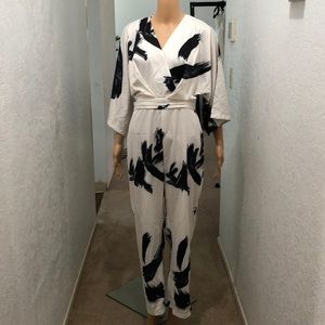 Silky White Kimono Jumpsuit L